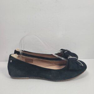 UGG Women's Black Suede Bow Flats S/N 1007667 US Size 8